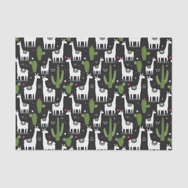 Papier Mousseline Motif heureux de lama (Recto)