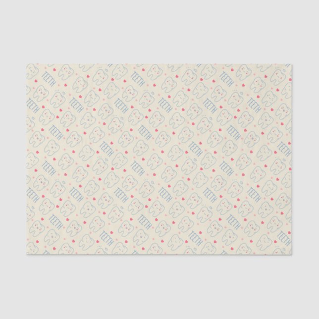 Papier Mousseline Motif heureux en pastel de dents (Recto)