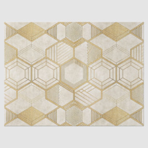 Papier Mousseline Motif Hexagone Or Luxueux - Texture Marbre 2