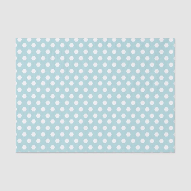 Papier Mousseline Motif Honeypeb bleu et blanc (Recto)