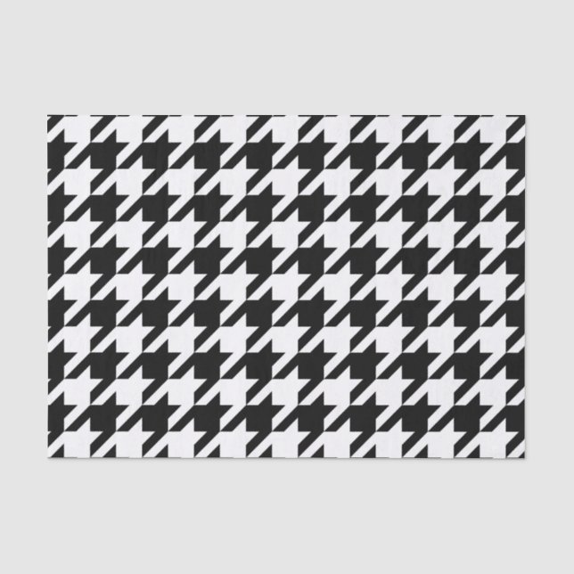 Papier Mousseline Motif Houndstooth en noir et blanc (Recto)