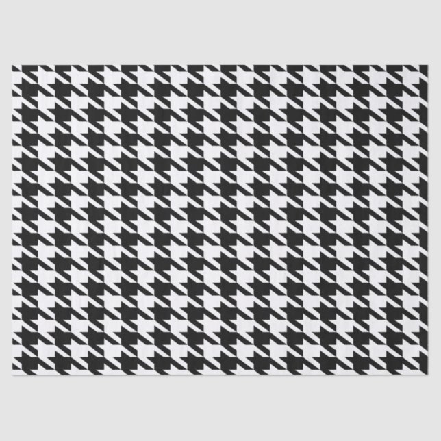 Papier Mousseline Motif Houndstooth noir et blanc (Recto)