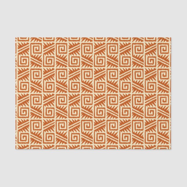 Papier Mousseline Motif Ikat Aztec - Mandarin et orange clair (Recto)