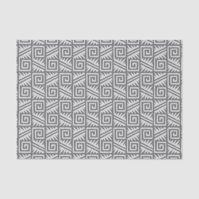 Papier Mousseline Motif Ikat Aztec - Nuances de gris / gris (Recto)