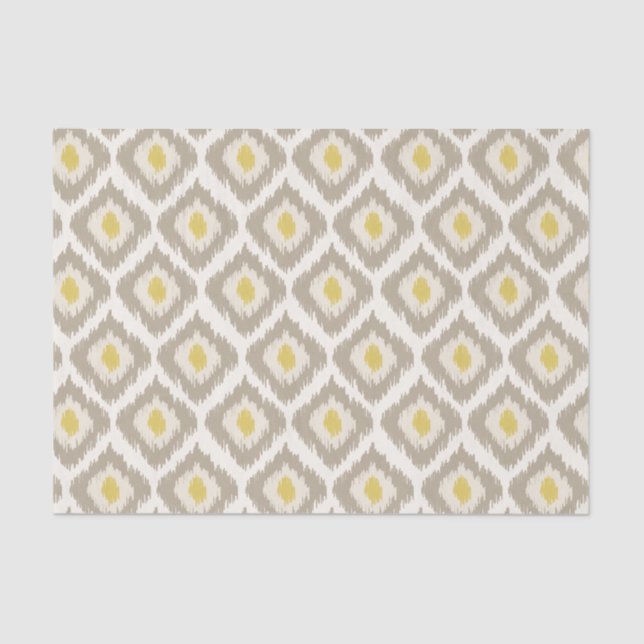 Papier Mousseline Motif Ikat Diamant Beige (Recto)