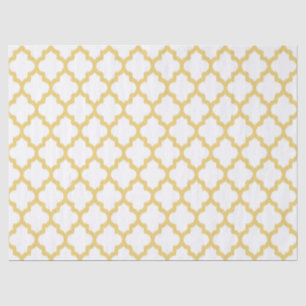 Papier Mousseline Motif Ikat Pail jaune et blanc
