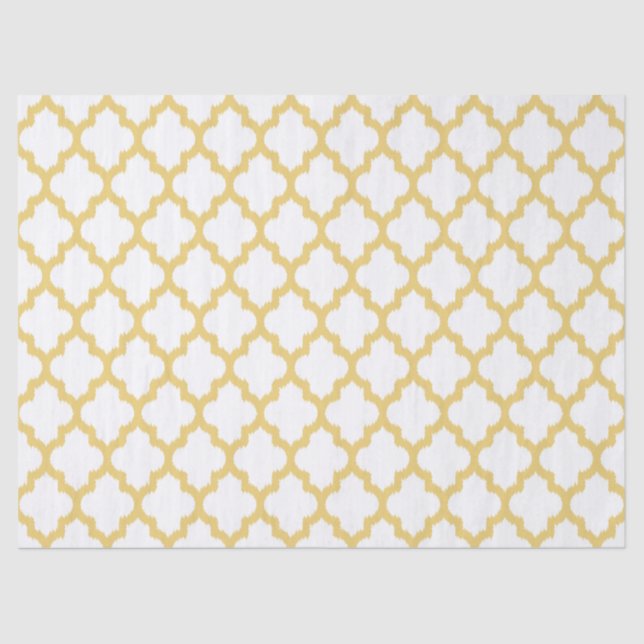 Papier Mousseline Motif Ikat Pail jaune et blanc (Recto)