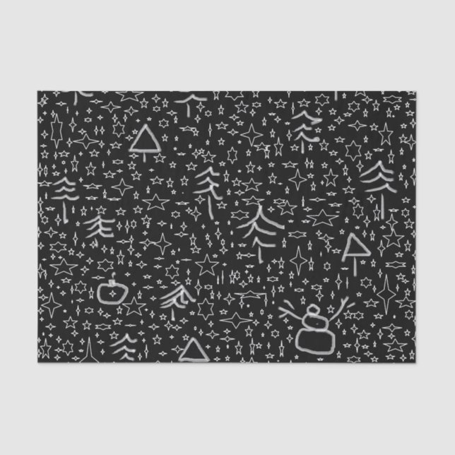 Papier Mousseline Motif illustré de Noël (Recto)