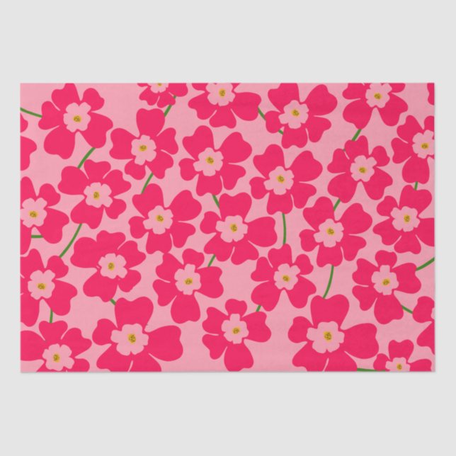 Papier Mousseline Motif Imaginaire rose magenta (Recto)