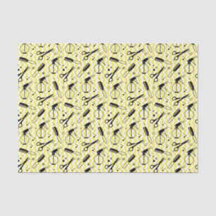 Papier Mousseline Motif jaune d'outil de coiffeur