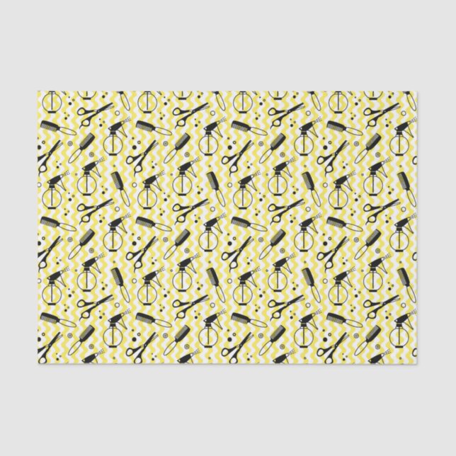 Papier Mousseline Motif jaune d'outil de coiffeur (Recto)
