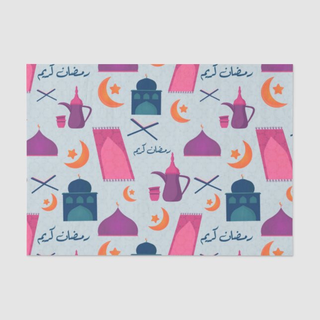Papier Mousseline Motif Joyeux Ramadan (Recto)