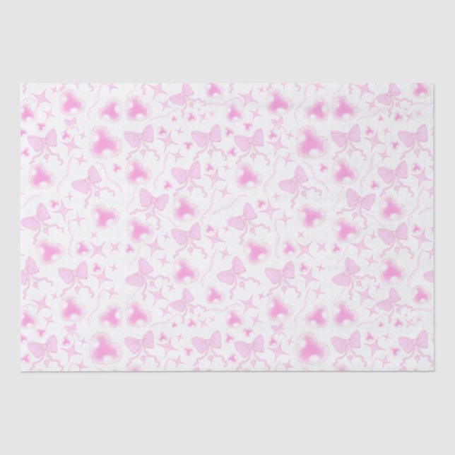 Papier Mousseline Motif Kawaii Coeurs et rubans (Recto)