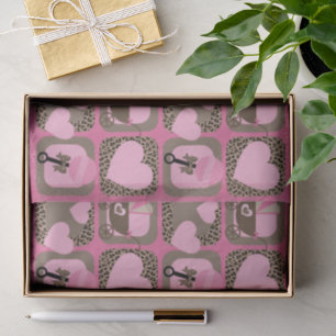 Papier Mousseline Motif léopard et bébé rose