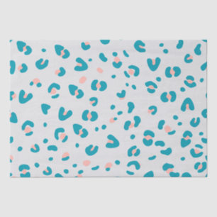 Papier Mousseline Motif léopard rose et bleu