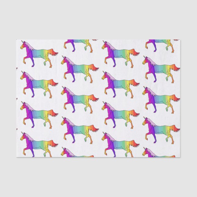 Papier Mousseline Motif Licorne Arc-en-Ciel (Recto)