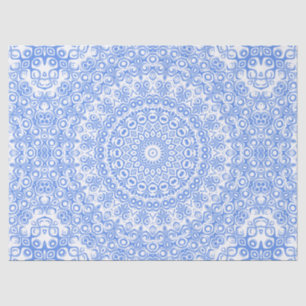 Papier Mousseline Motif Mandala Bleu Barbeau