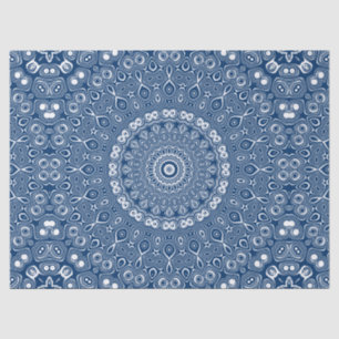 Papier Mousseline Motif Mandala Bleu Indigo
