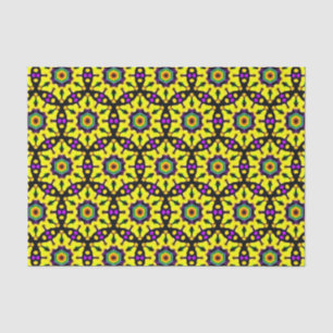 Papier Mousseline Motif Mandala en verre coloré jaune