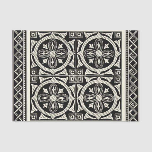 Papier Mousseline Motif Mandala noir et blanc par Vision Studio (Recto)
