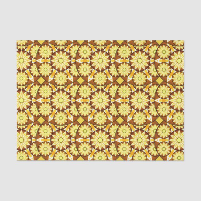 Papier Mousseline Motif Mandala, tons marron et or (Recto)