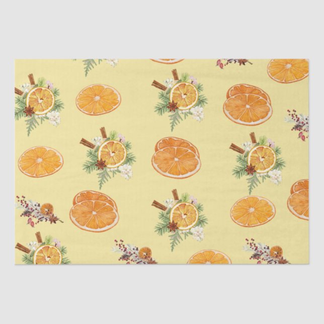 Papier Mousseline Motif mandarins (Recto)