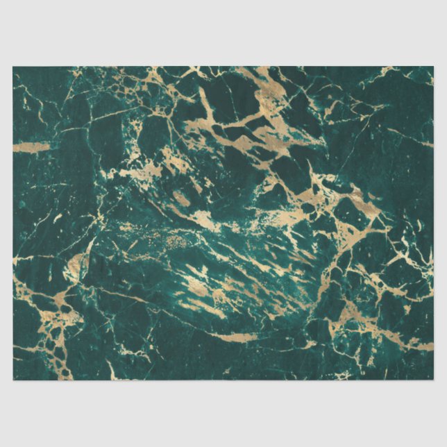 Papier Mousseline Motif marbre moderne sarcelle et or (Recto)