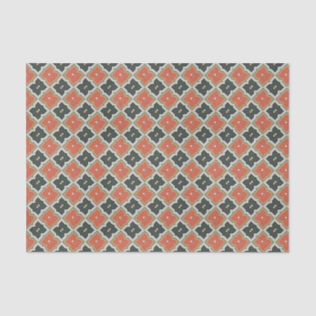 Papier Mousseline Motif marocain à la mode noir orange gris (Recto)