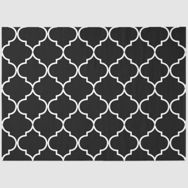 Papier Mousseline Motif marocain méditerranéen noir et blanc (Recto)
