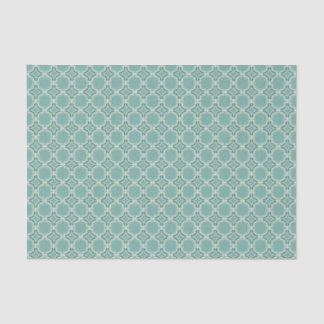 Papier Mousseline Motif marocain turquoise de trellis
