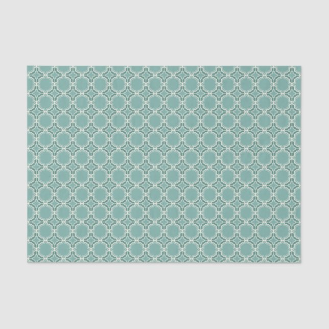 Papier Mousseline Motif marocain turquoise de trellis (Recto)