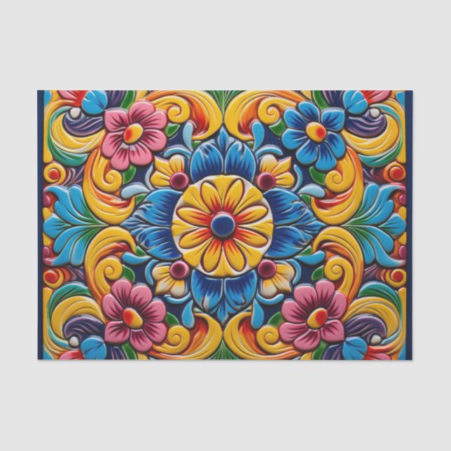 Papier Mousseline Motif mexicain mignon (Recto)