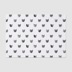 Papier Mousseline Motif mignon chic noir et blanc de chat