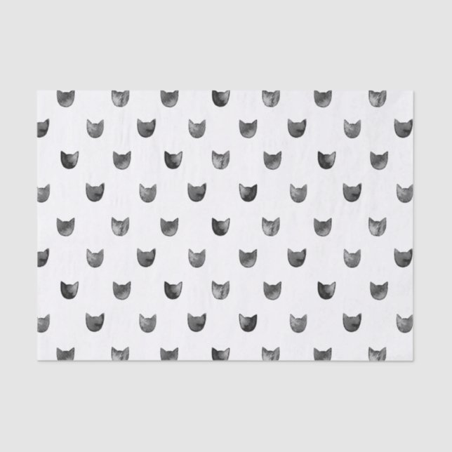 Papier Mousseline Motif mignon chic noir et blanc de chat (Recto)
