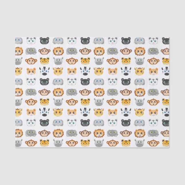 Papier Mousseline Motif mignon d'animaux de jungle (Recto)