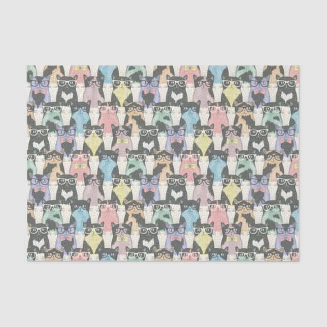 Papier Mousseline Motif mignon de chats de hippie (Recto)