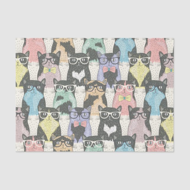 Papier Mousseline Motif mignon de chats de hippie (Recto)