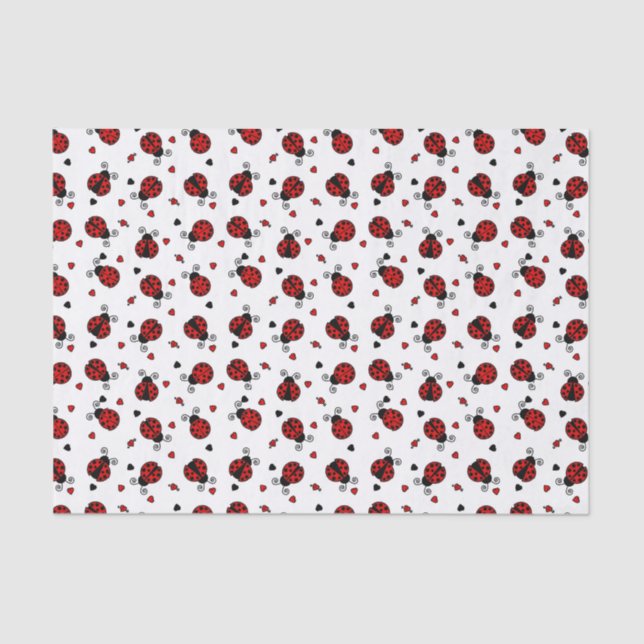 Papier Mousseline Motif mignon de coccinelle et de coeurs (Recto)