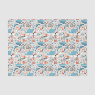 Papier Mousseline Motif mignon de griffonnage de la Mer du Nord