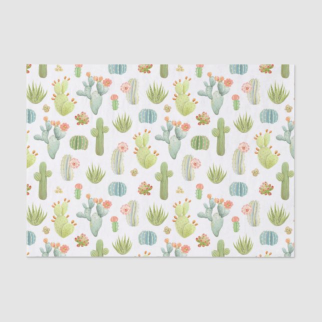 Papier Mousseline Motif mignon de position de cactus (Recto)