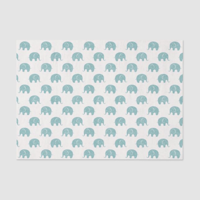 Papier Mousseline Motif mignon turquoise d'éléphant (Recto)