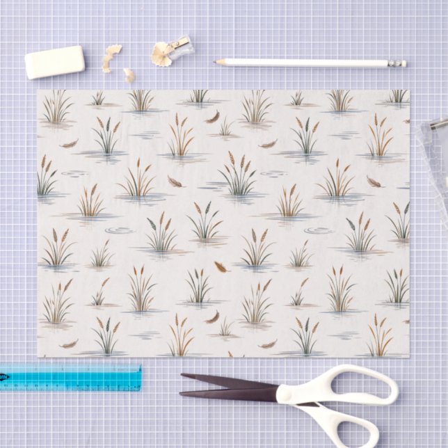 Papier Mousseline Motif minimal d'herbe de marais avec ondulation d' (Artisanat)