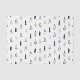 Papier Mousseline Motif moderne Black & Gold Christmas Tree