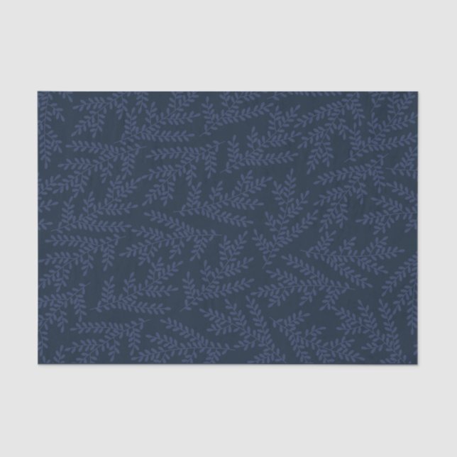 Papier Mousseline Motif moderne de feuillage de bleu marine (Recto)