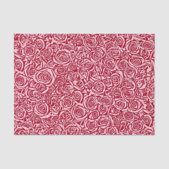 Papier Mousseline Motif moderne de rose de résumé, rose rouge et (Recto)