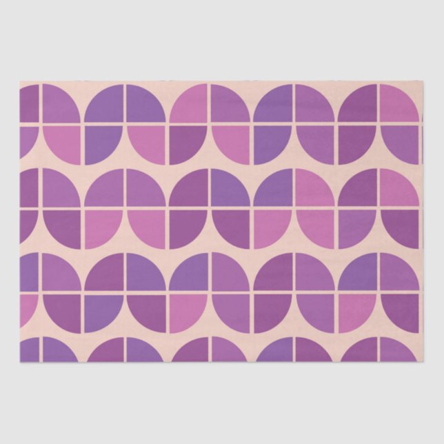 Papier Mousseline Motif moderne géométrique violet du milieu du sièc (Recto)