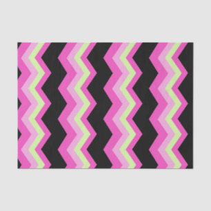 Papier Mousseline motif moderne girly zigzag noir fuchsia chevron