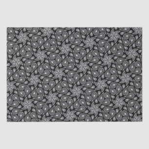 Papier Mousseline Motif moderne Paisley Cool noir et blanc Floral