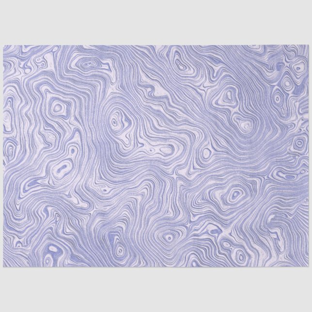 Papier Mousseline Motif Moire Bleu Soyeux (Recto)
