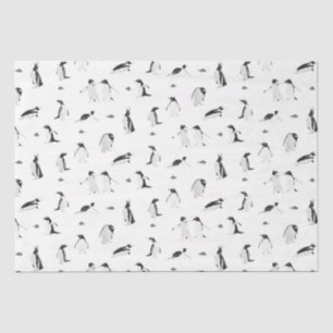 Papier Mousseline Motif monochrome des pingouins mignons